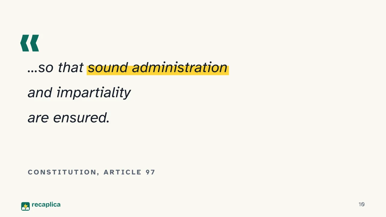Slide 10 of the presentation on Civil Service: Constitution, Article 97