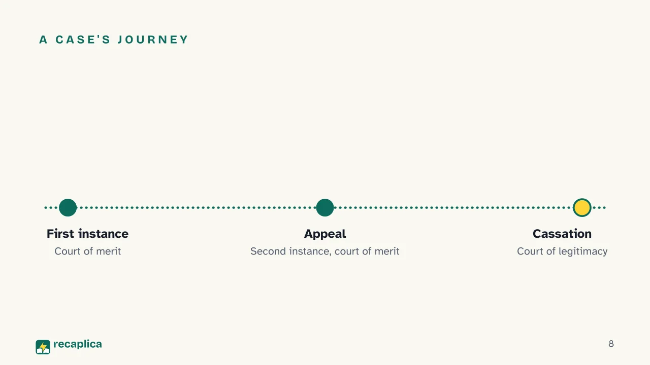 Slide 8 of the presentation on Italian Legal System: A case's journey