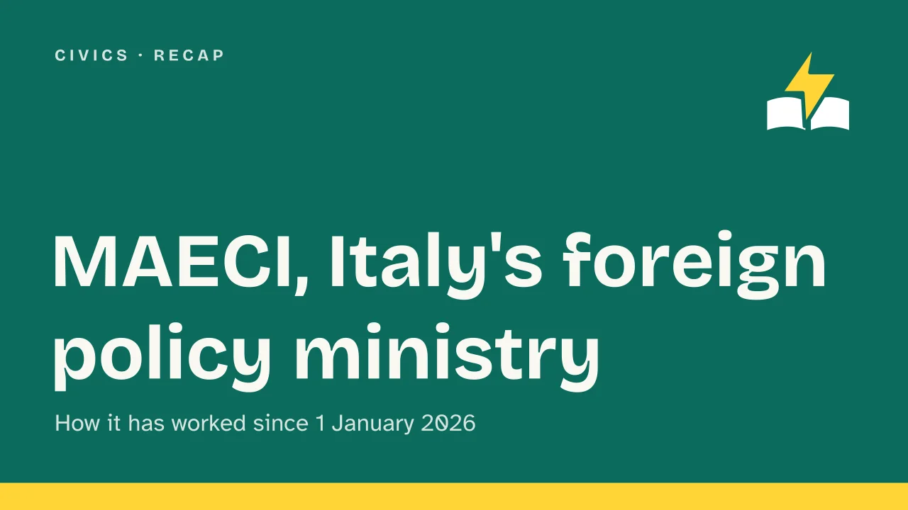 Slide 1 of the presentation on Italian Ministry of Foreign Affairs: MAECI, Italy's foreign policy ministry