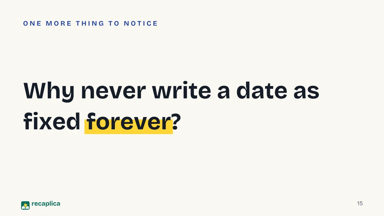 Slide 15 of the presentation on School Start Dates in Europe 2026/2027: Why never write a date as fixed forever?
