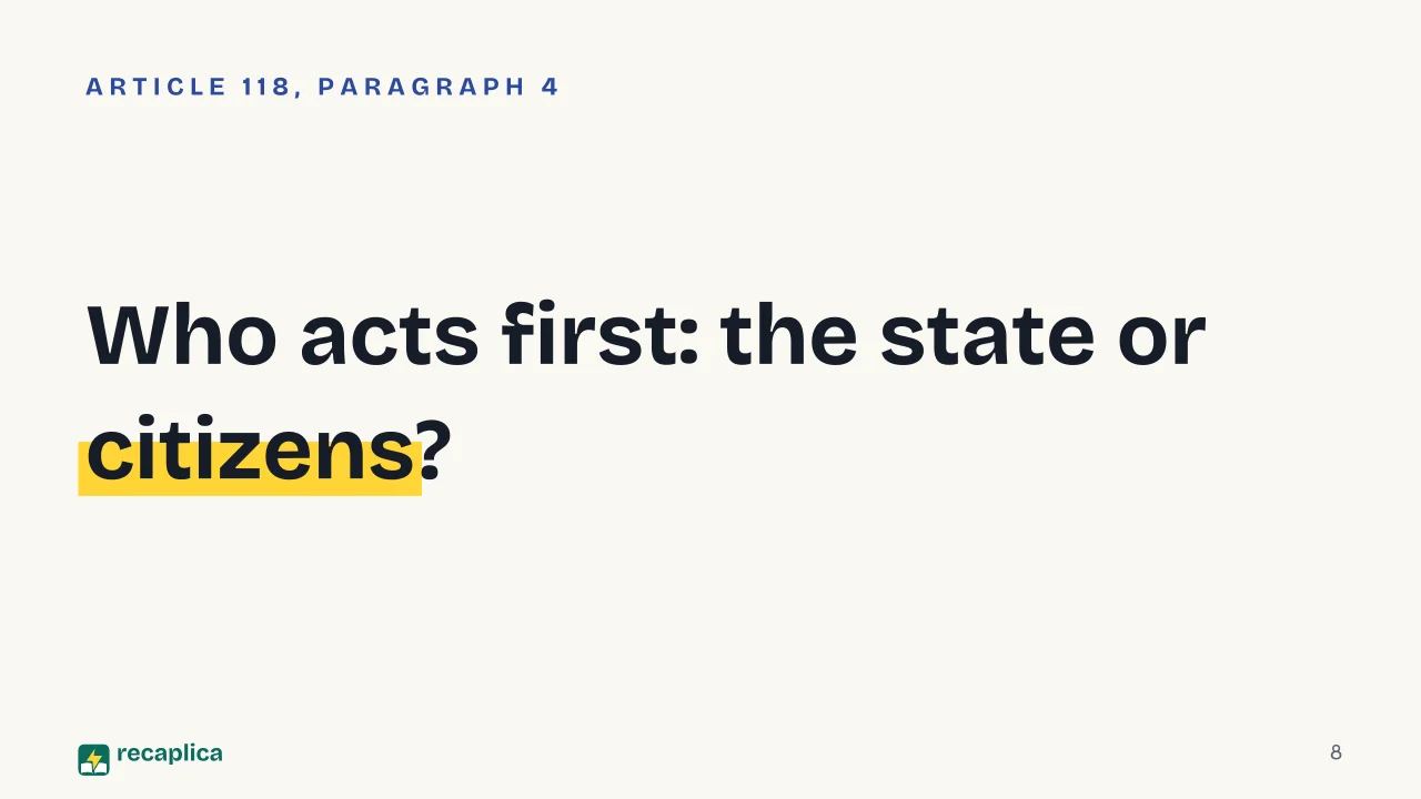 Slide 8 of the presentation on Federalism Explained: Who acts first: the state or citizens?