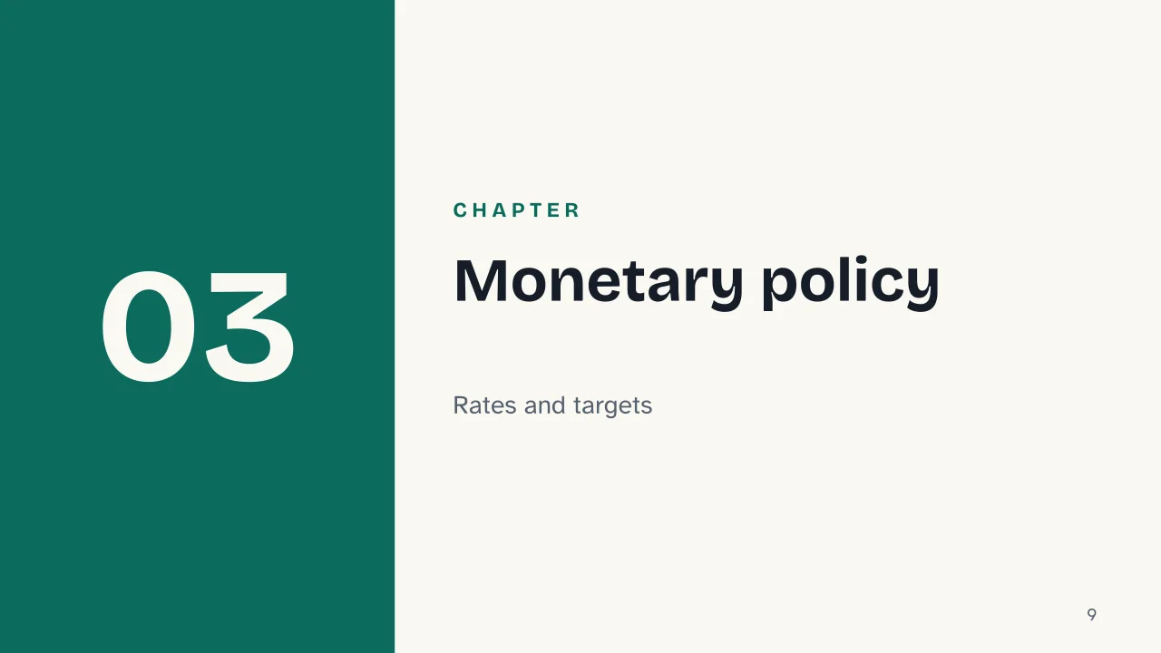 Slide 9 of the presentation on Central Bank: Chapter 03: Monetary policy