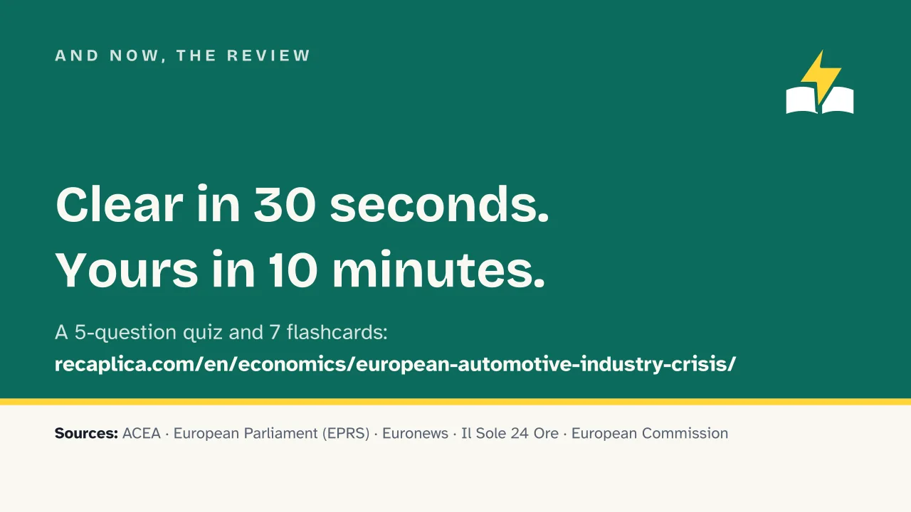 Slide 18 of the presentation on Europe's automotive industry crisis: And now, the review