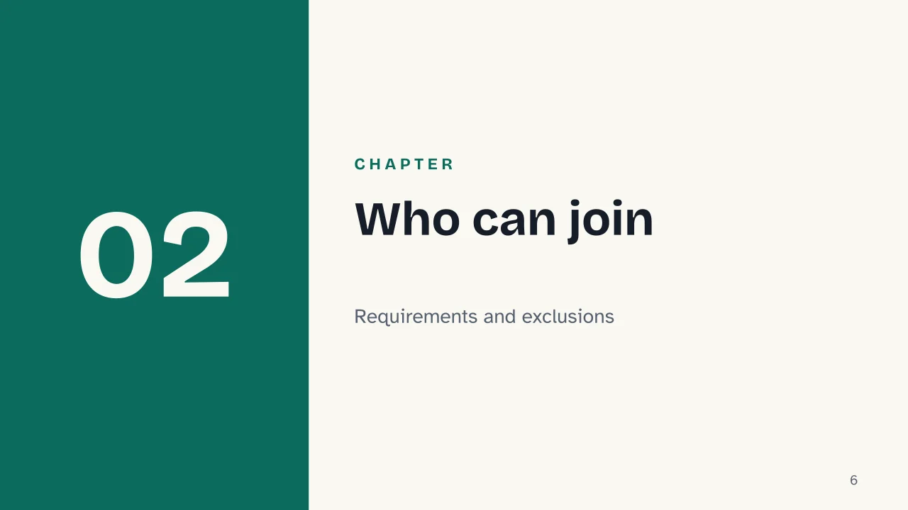Slide 6 of the presentation on Regime Forfettario: Chapter 02: Who can join