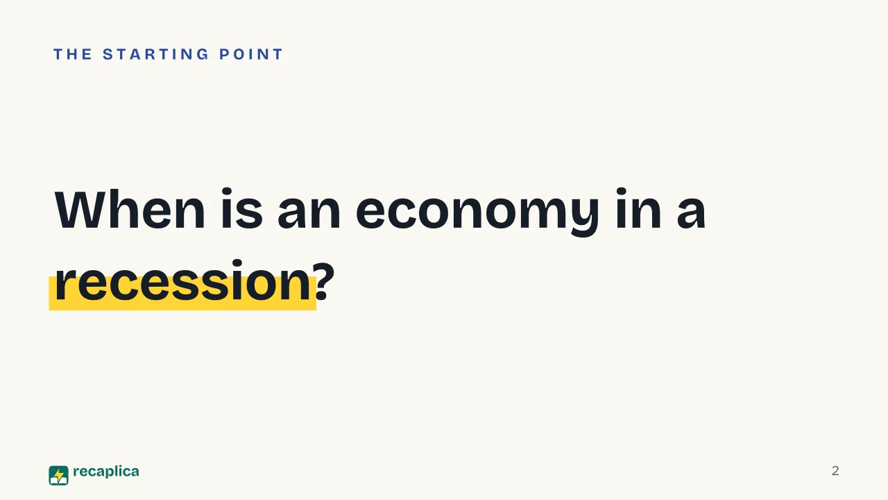 Slide 2 of the presentation on Recession: When is an economy in a recession?