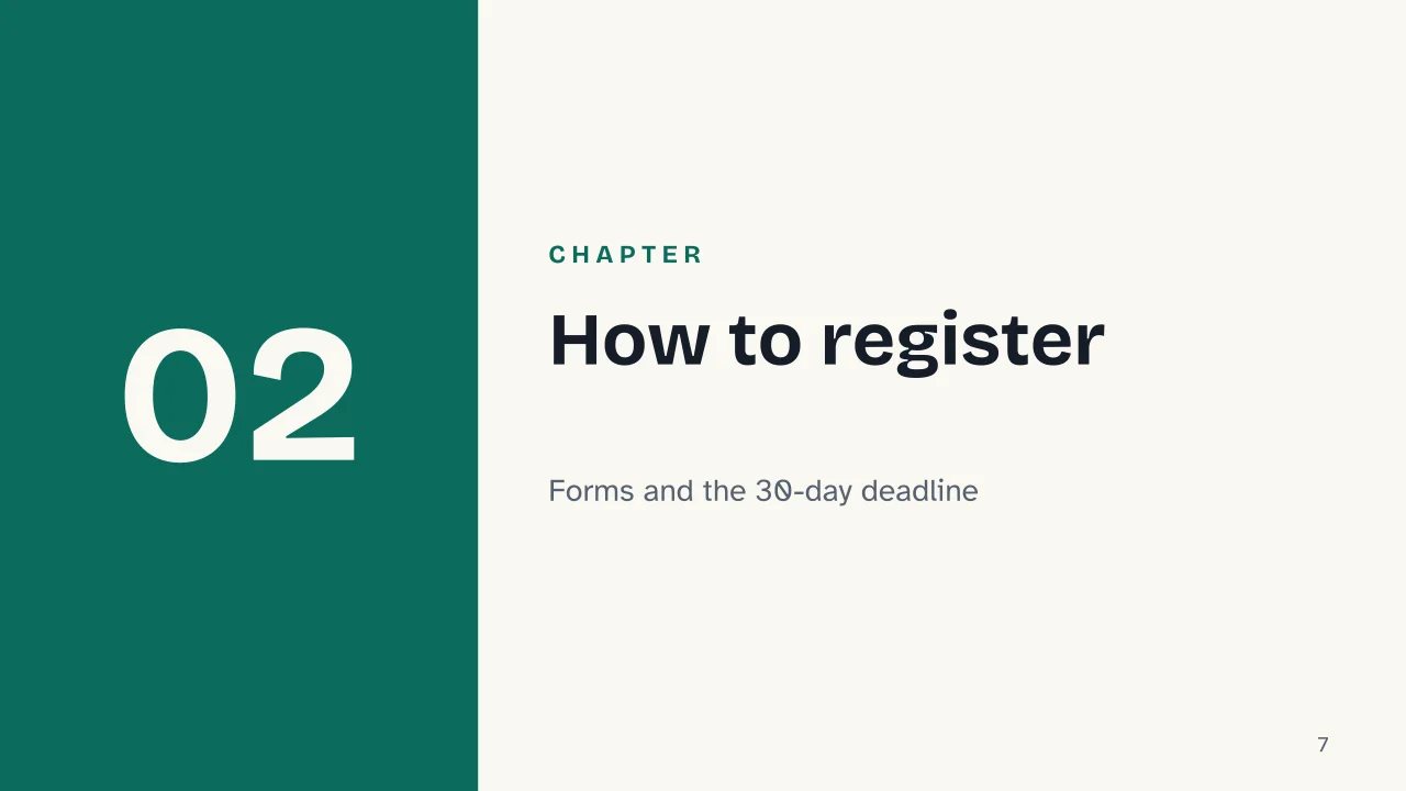 Slide 7 of the presentation on VAT Number in Italy: Chapter 02: How to register