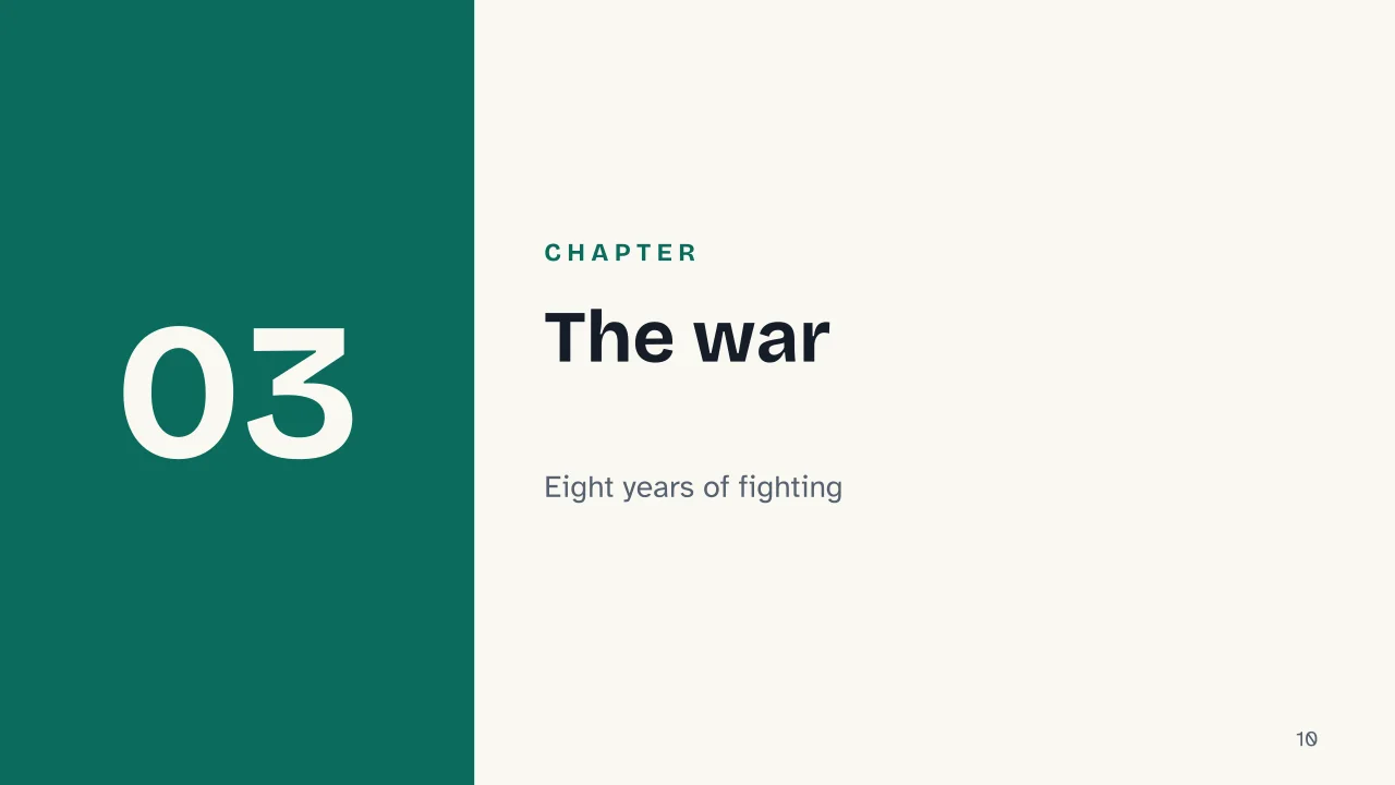 Slide 10 of the presentation on American Revolution: Chapter 03: The war