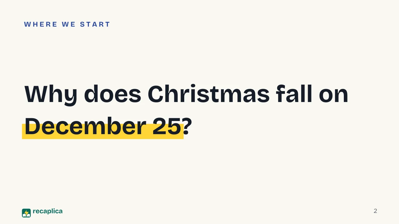 Slide 2 of the presentation on History of Christmas: Why does Christmas fall on December 25?