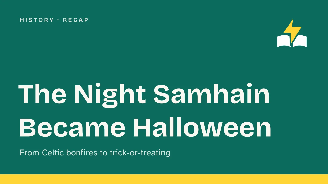 Slide 1 of the presentation on Halloween History: The Night Samhain Became Halloween