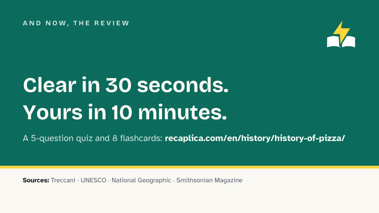 Slide 18 of the presentation on History of Pizza: And now, the review