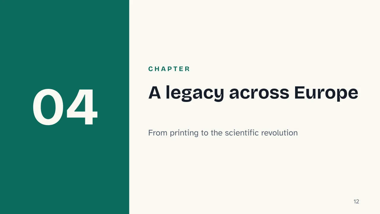 Slide 12 of the presentation on The Renaissance: Chapter 04: A legacy across Europe