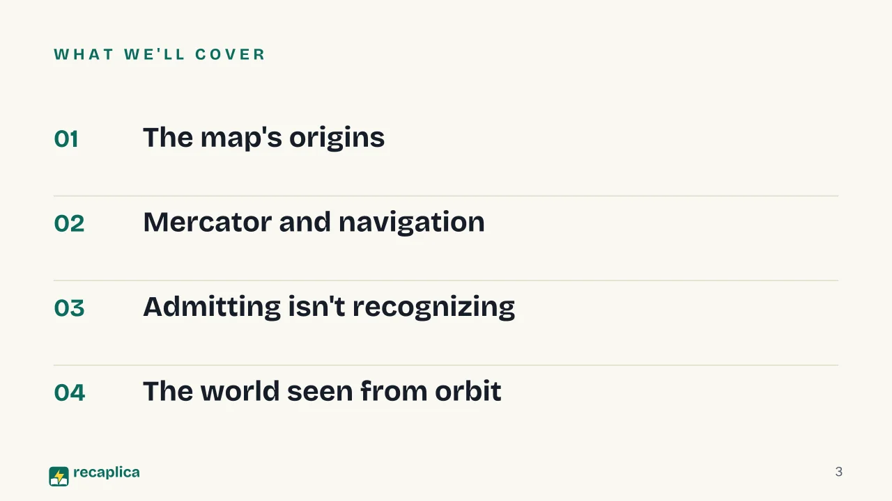 Slide 3 of the presentation on The World Map: What we'll cover