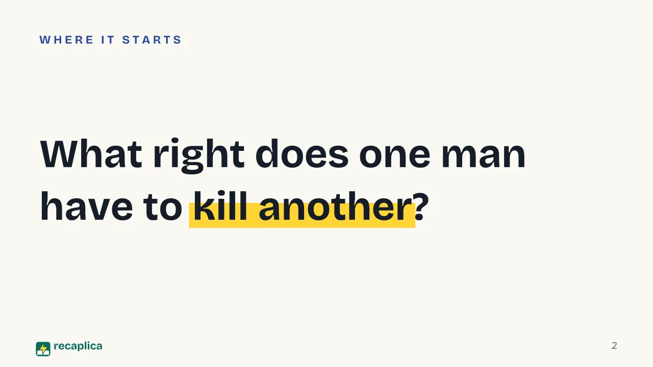 Slide 2 of the presentation on Cesare Beccaria: What right does one man have to kill another?