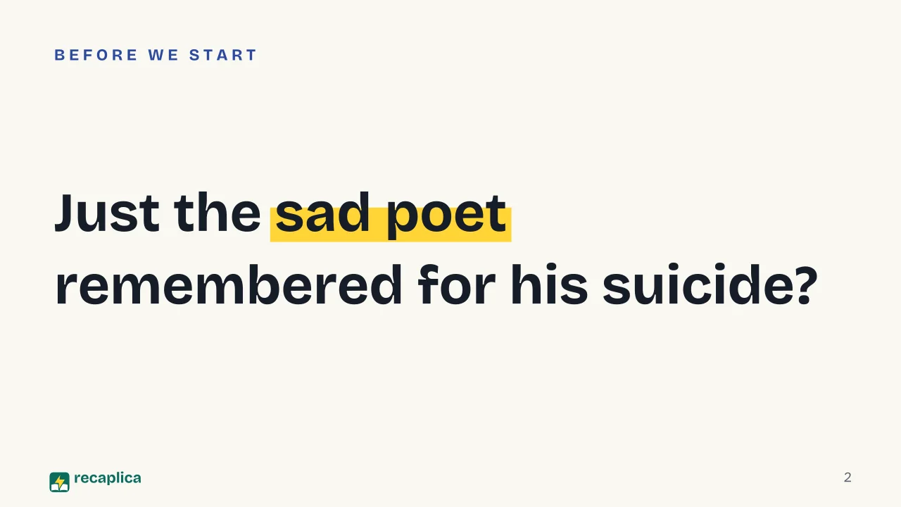 Slide 2 of the presentation on Cesare Pavese: Just the sad poet remembered for his suicide?