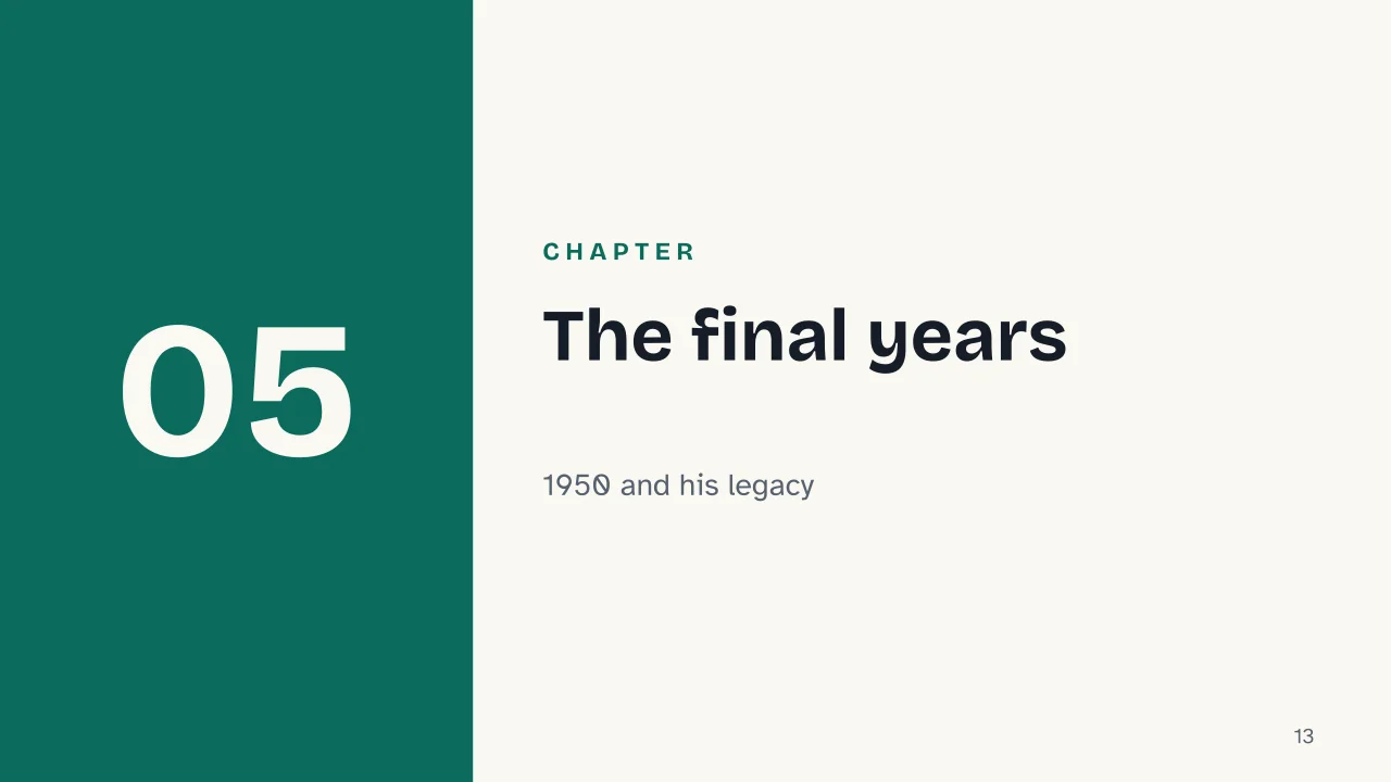 Slide 13 of the presentation on Cesare Pavese: Chapter 05: The final years