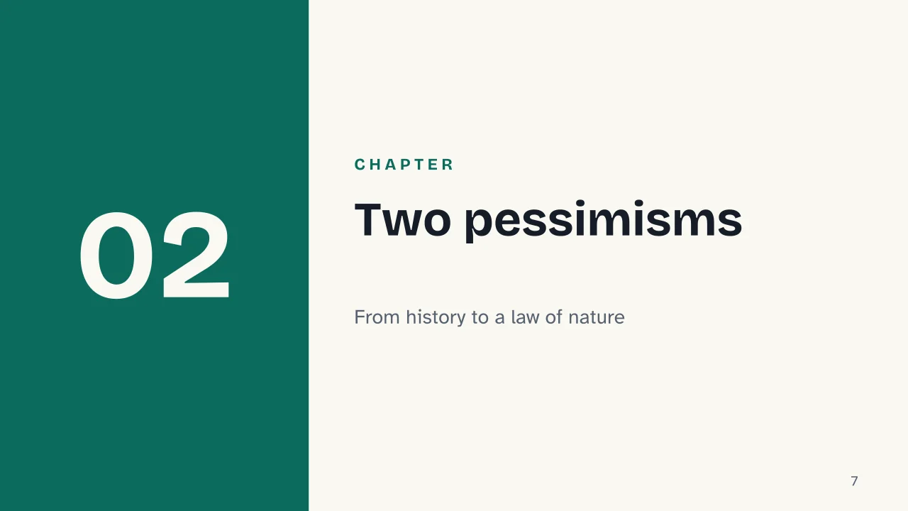 Slide 7 of the presentation on Giacomo Leopardi: Chapter 02: Two pessimisms