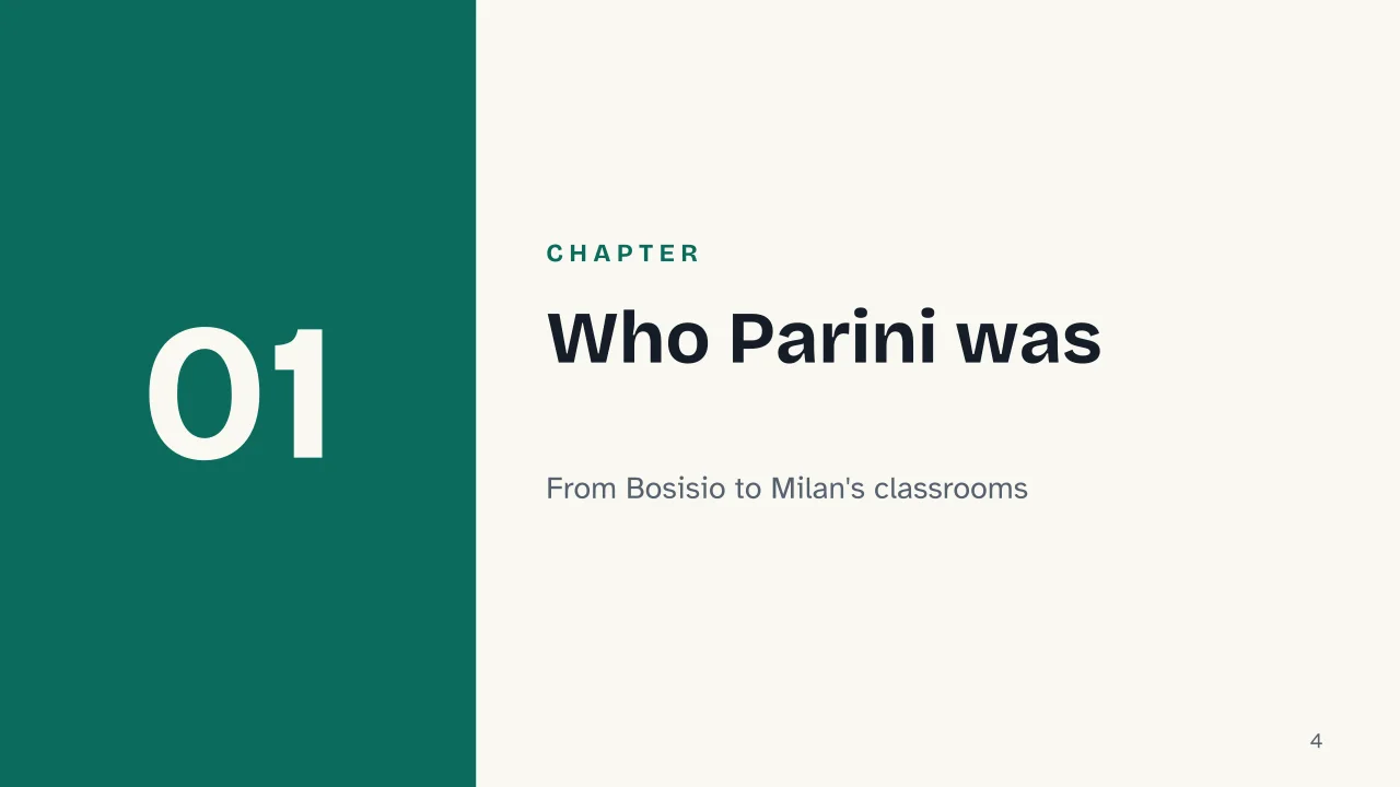 Slide 4 of the presentation on Giuseppe Parini: Chapter 01: Who Parini was