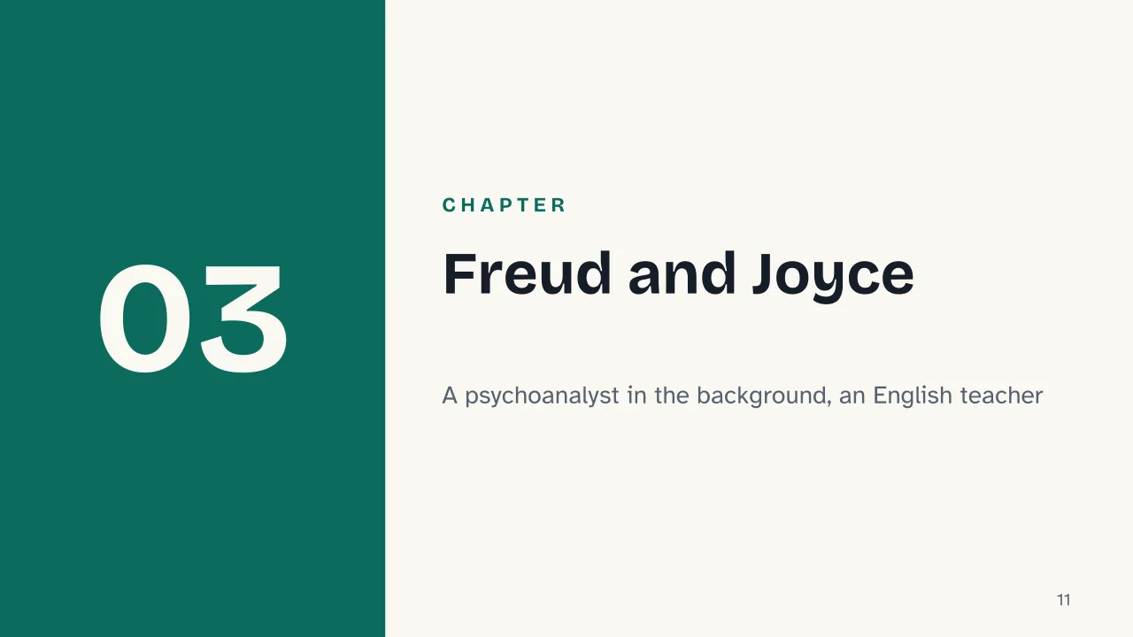 Slide 11 of the presentation on Italo Svevo: Chapter 03: Freud and Joyce