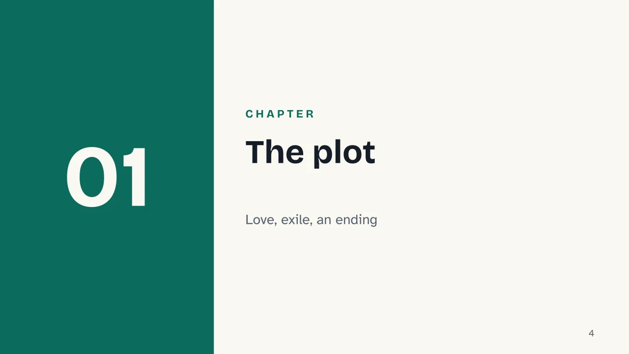 Slide 4 of the presentation on The Last Letters of Jacopo Ortis: Chapter 01: The plot