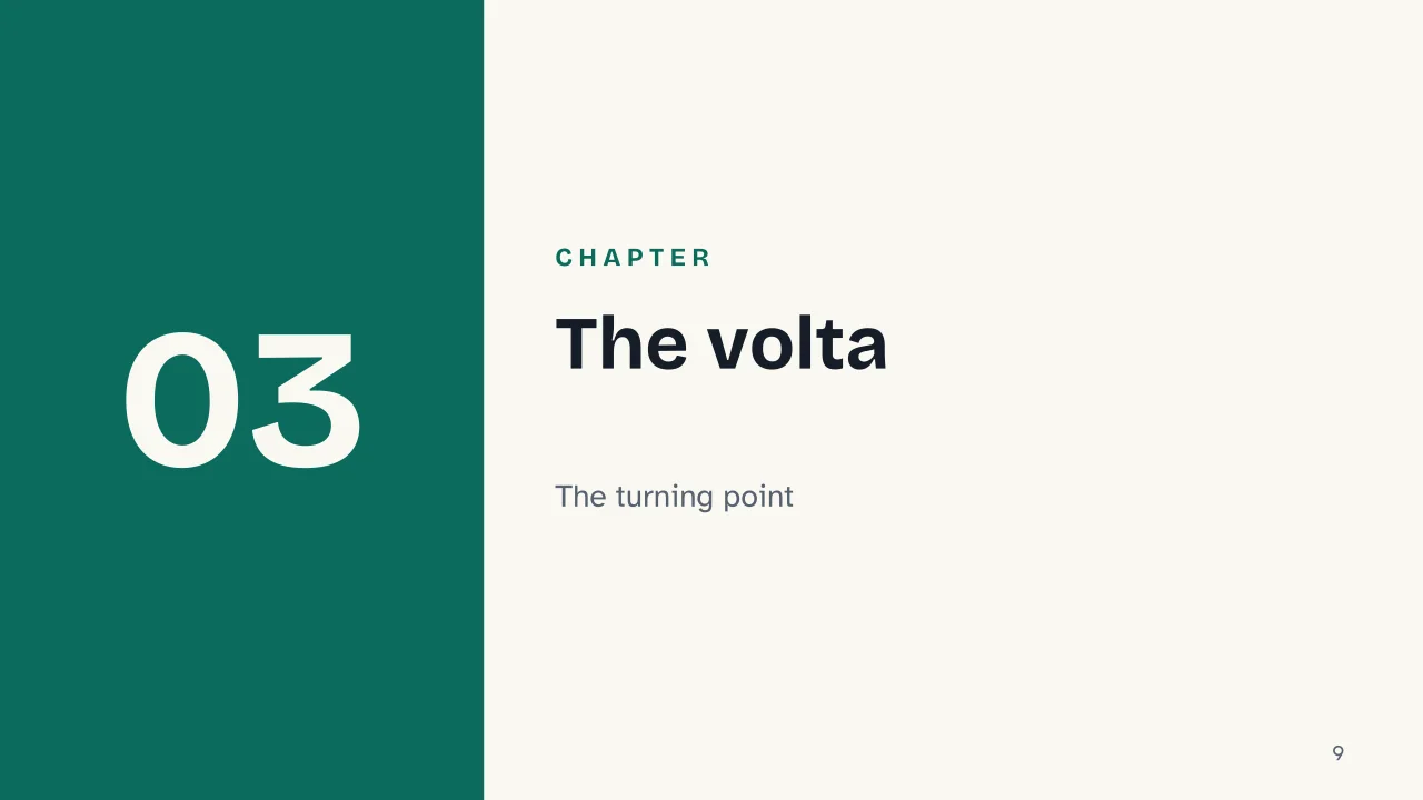Slide 9 of the presentation on Petrarchan Sonnet: Chapter 03: The volta