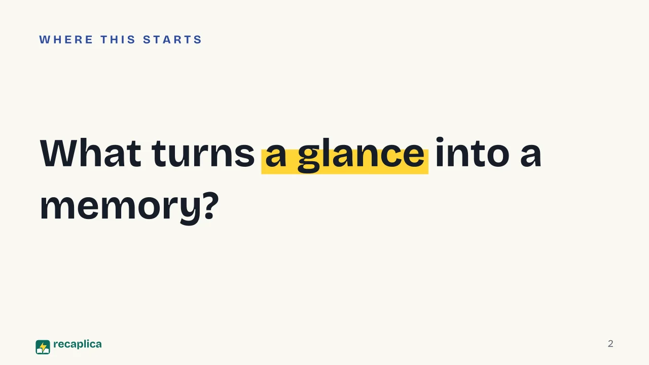 Slide 2 of the presentation on Cognitivism: What turns a glance into a memory?