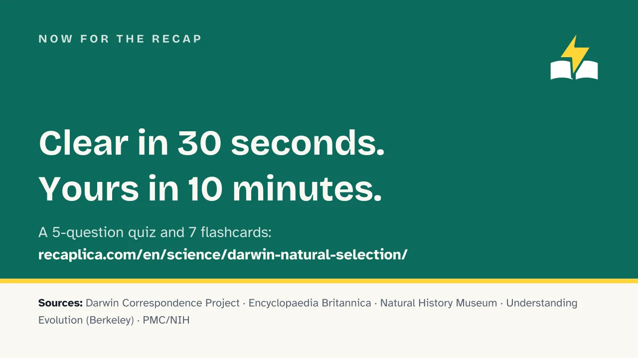 Slide 18 of the presentation on Darwin's Theory of Evolution: Now for the recap
