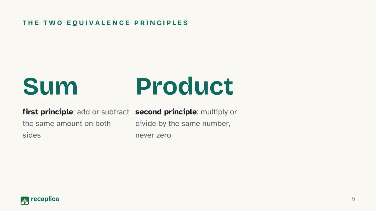Slide 5 of the presentation on Equation: The two equivalence principles