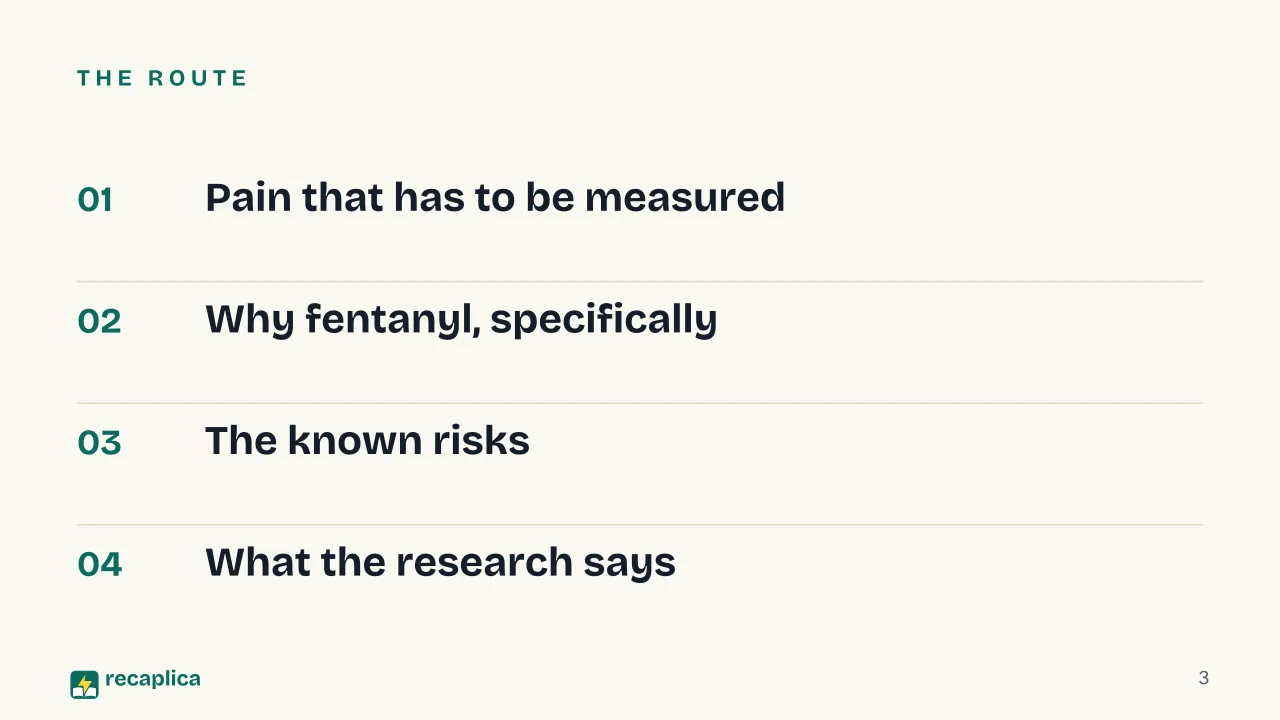 Slide 3 of the presentation on Fentanyl in the NICU: The route