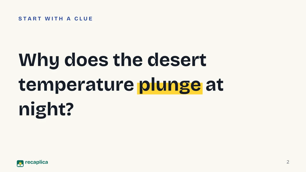 Slide 2 of the presentation on The Greenhouse Effect: Why does the desert temperature plunge at night?