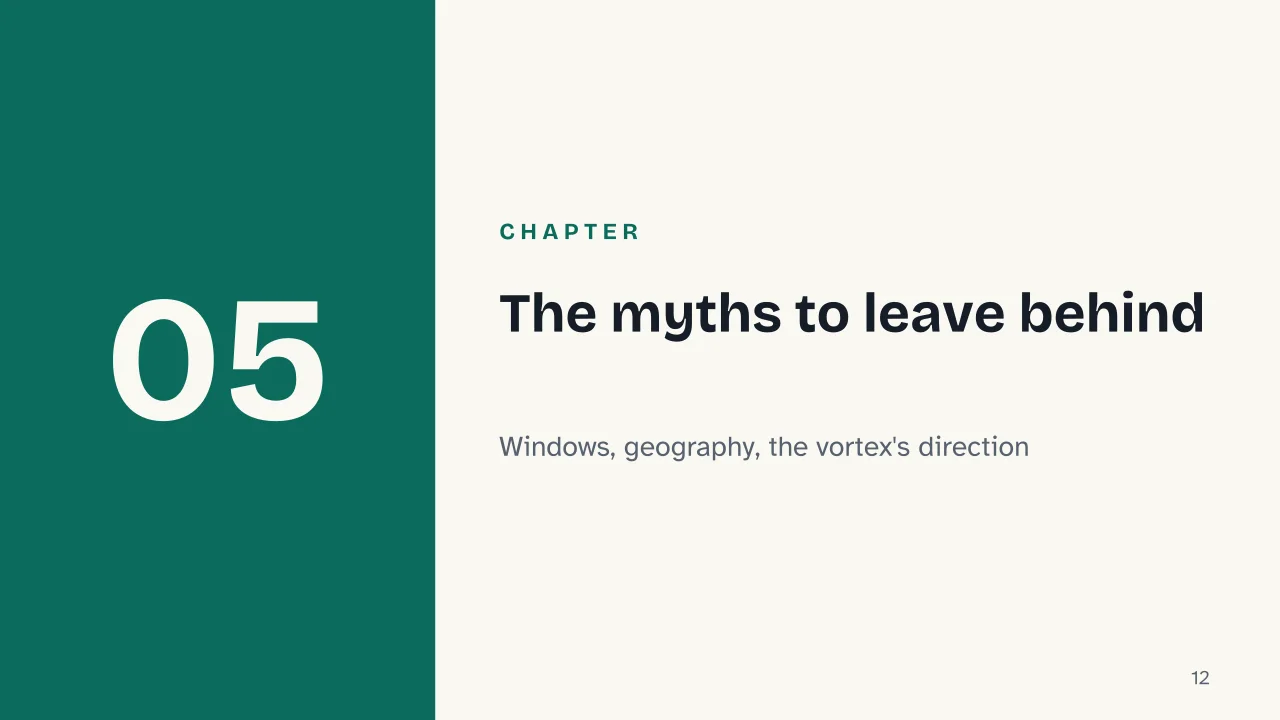 Slide 12 of the presentation on How Tornadoes Form: Chapter 05: The myths to leave behind