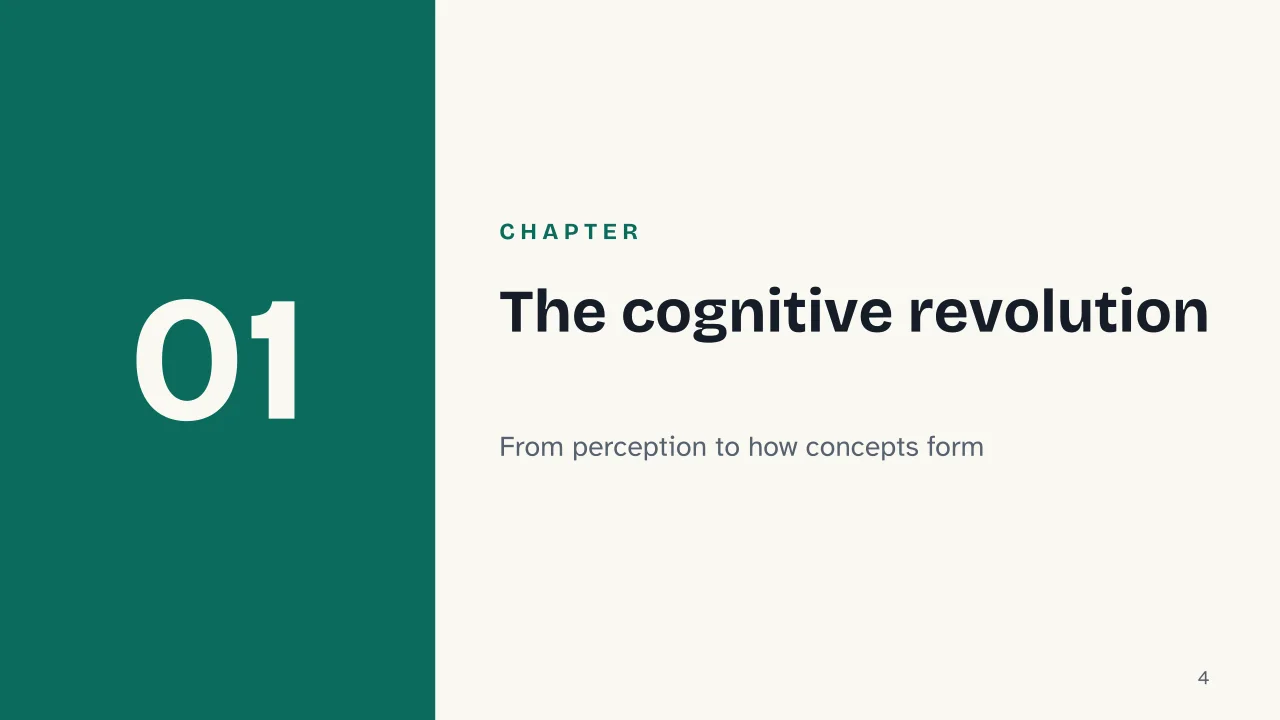 Slide 4 of the presentation on Jerome Bruner: Chapter 01: The cognitive revolution
