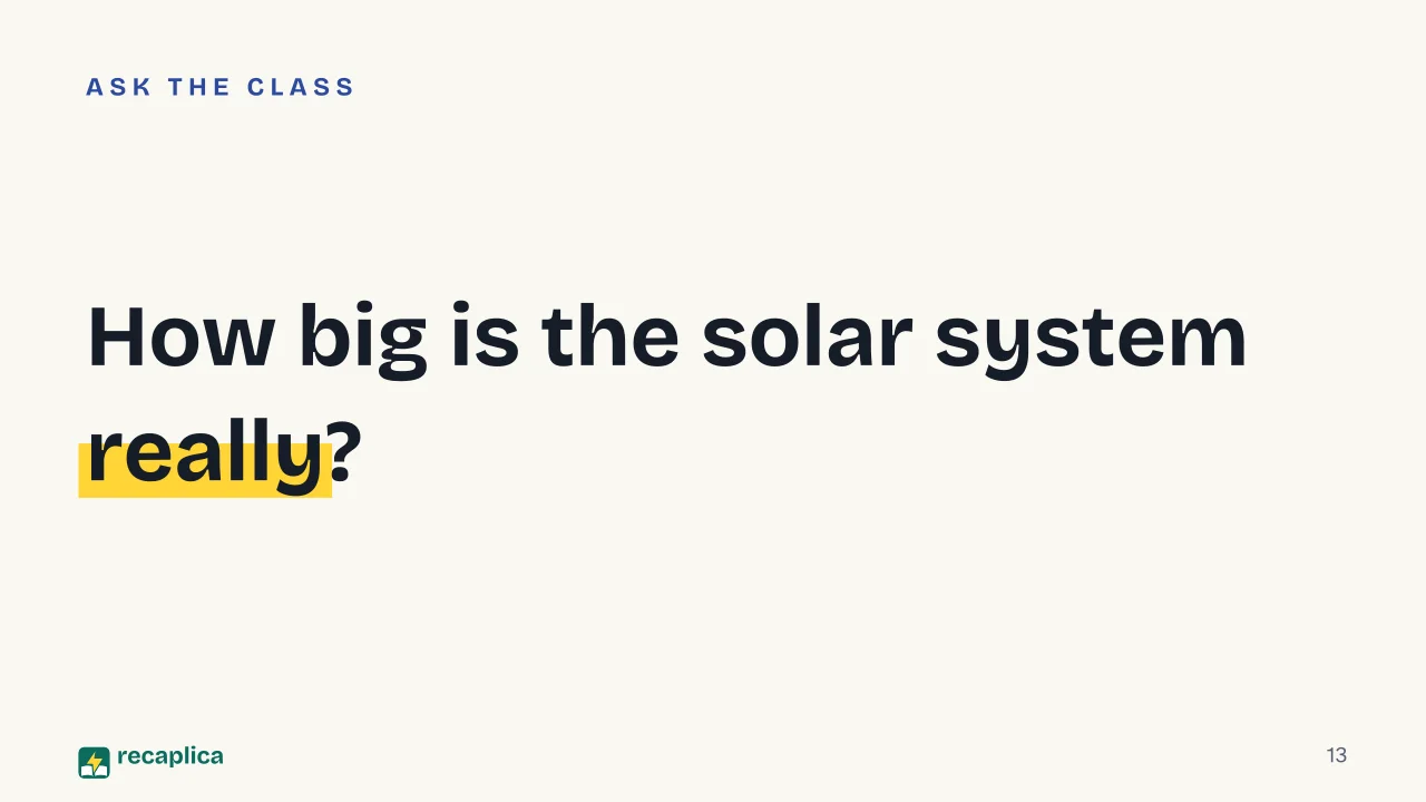Slide 13 of the presentation on The solar system: How big is the solar system really?