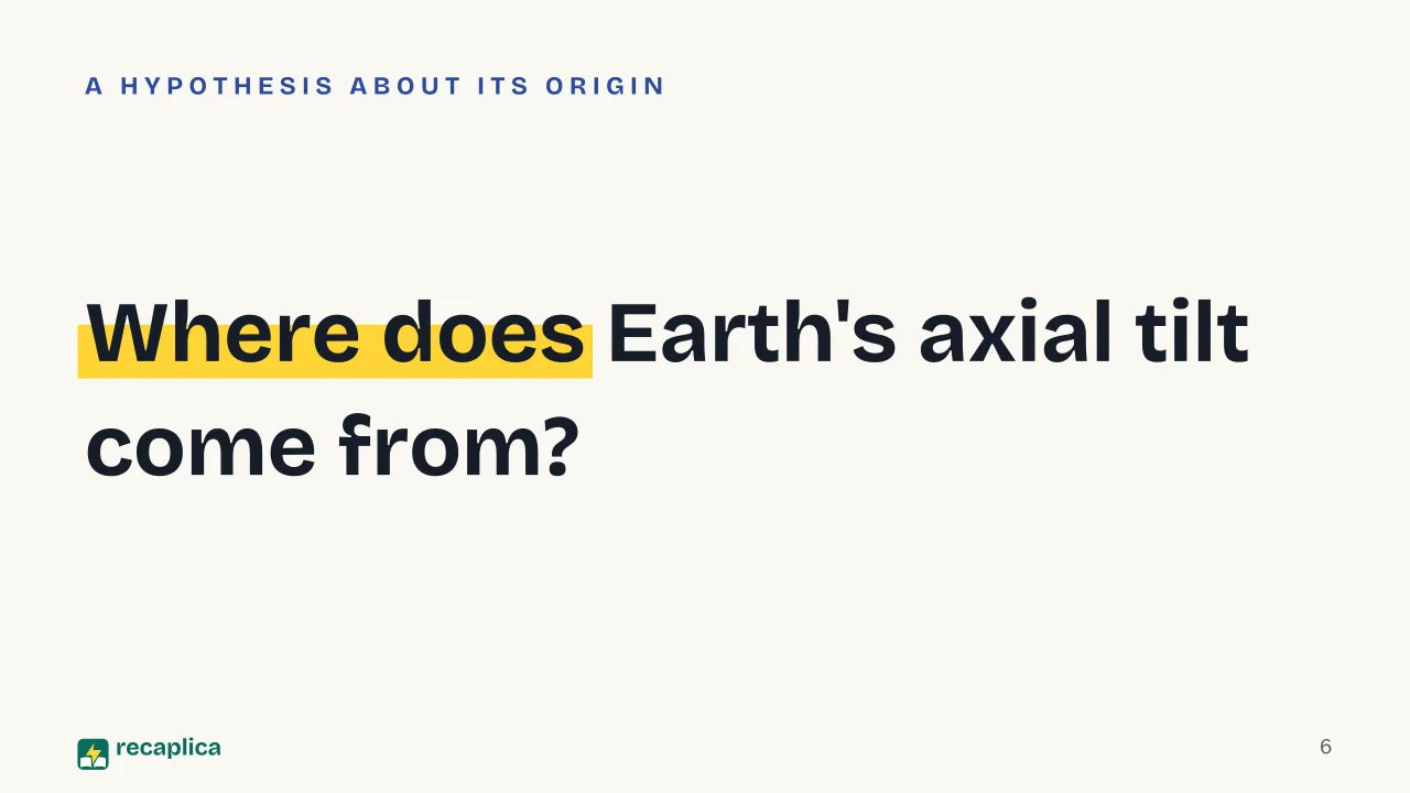 Slide 6 of the presentation on Winter: Where does Earth's axial tilt come from?
