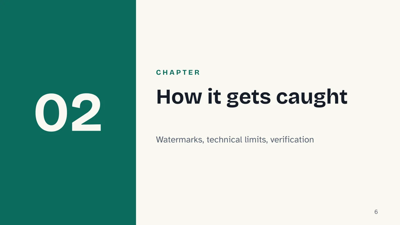 Slide 6 of the presentation on AI Pop Culture: Chapter 02: How it gets caught
