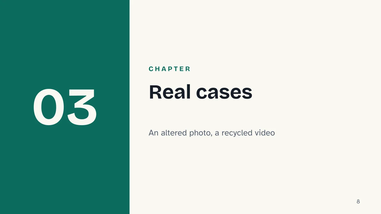 Slide 8 of the presentation on AI Pop Culture: Chapter 03: Real cases