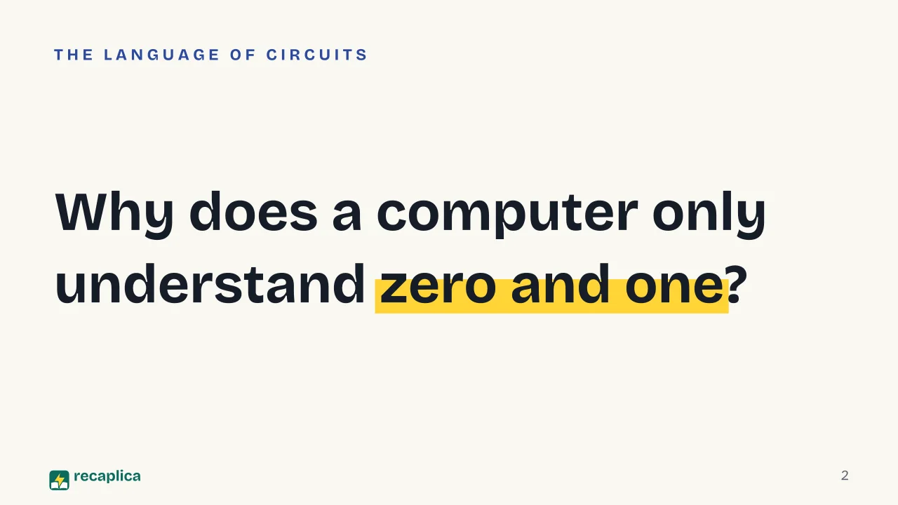 Slide 2 of the presentation on Binary Code: Why does a computer only understand zero and one?