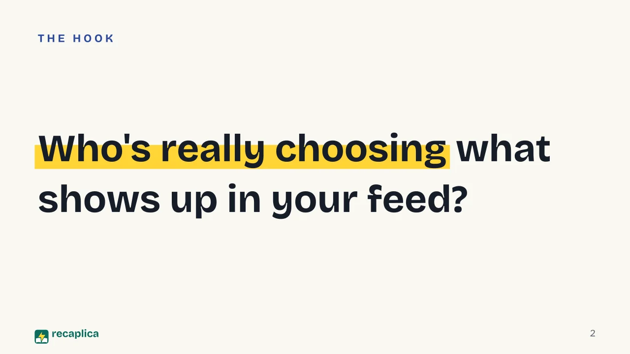 Slide 2 of the presentation on Echo Chamber: Who's really choosing what shows up in your feed?