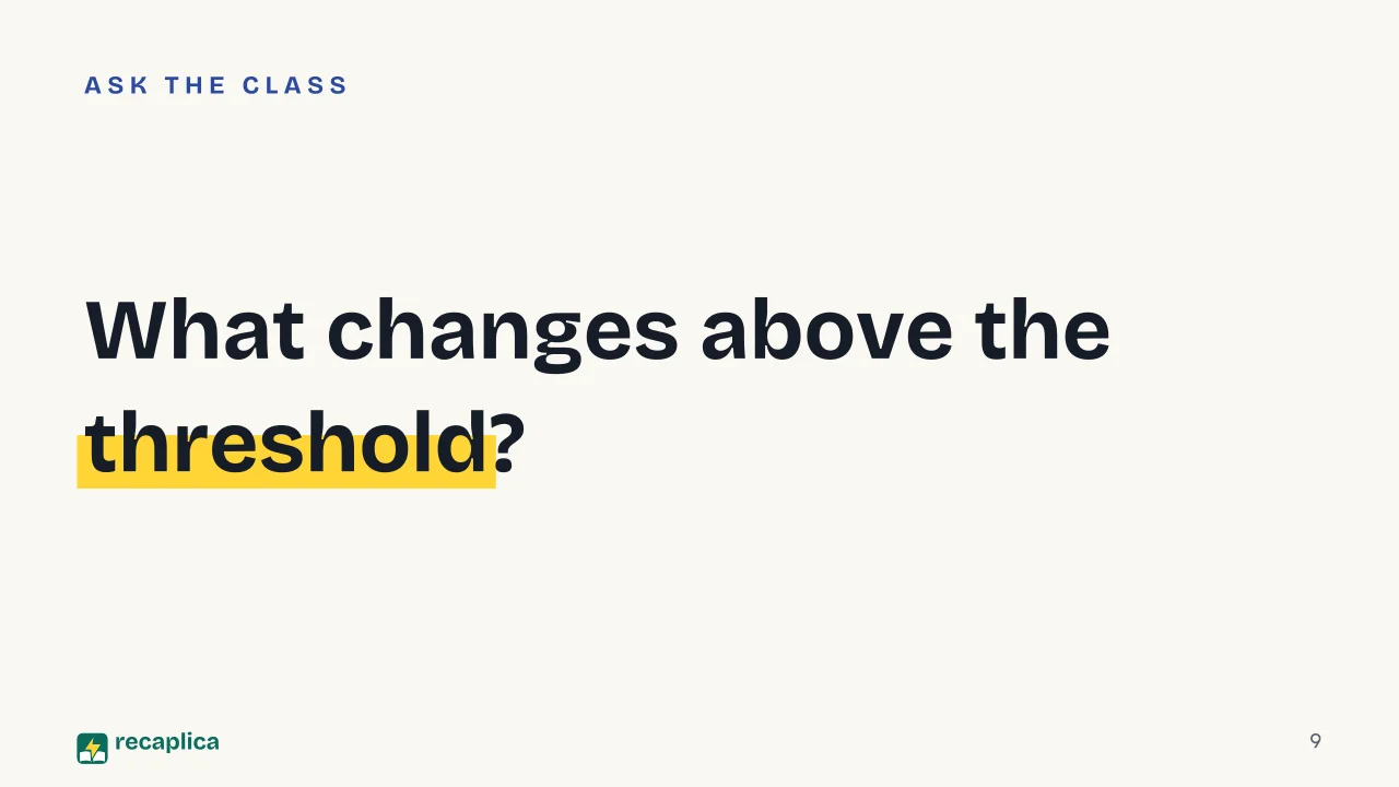 Slide 9 of the presentation on The EU AI Act: What changes above the threshold?