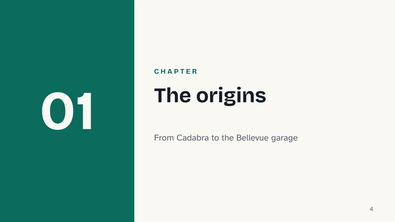 Slide 4 of the presentation on History of Amazon and Jeff Bezos: Chapter 01: The origins