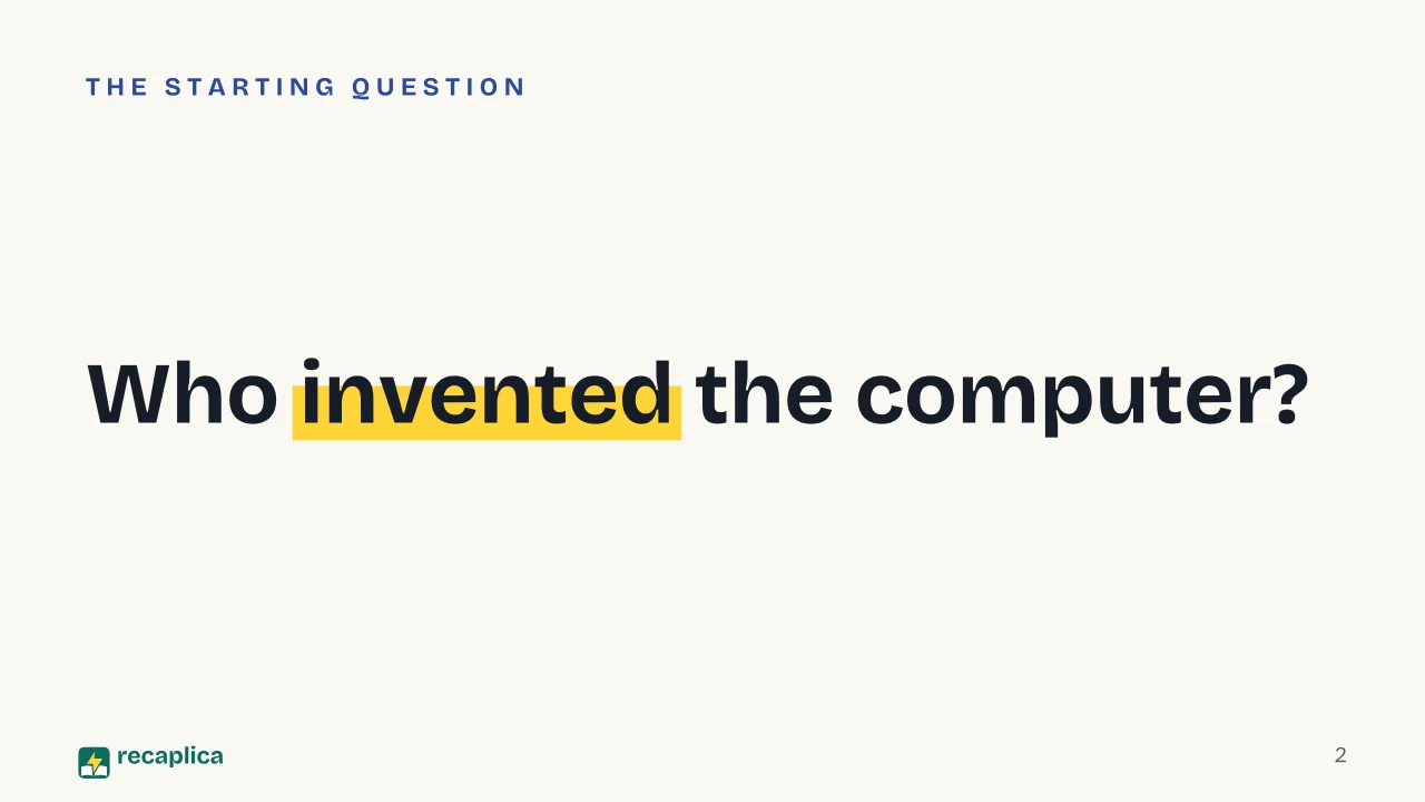 Slide 2 of the presentation on History of Computers: Who invented the computer?