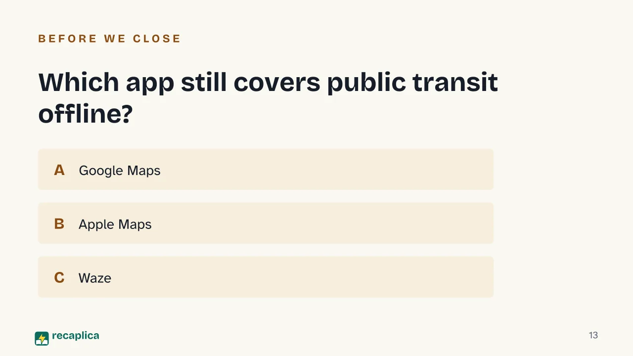 Slide 13 of the presentation on Offline Maps: Which app still covers public transit offline?