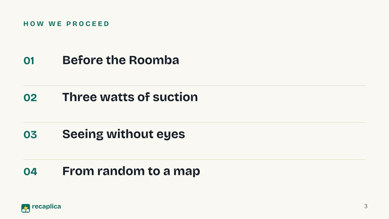 Slide 3 of the presentation on Robot vacuum cleaners: How we proceed
