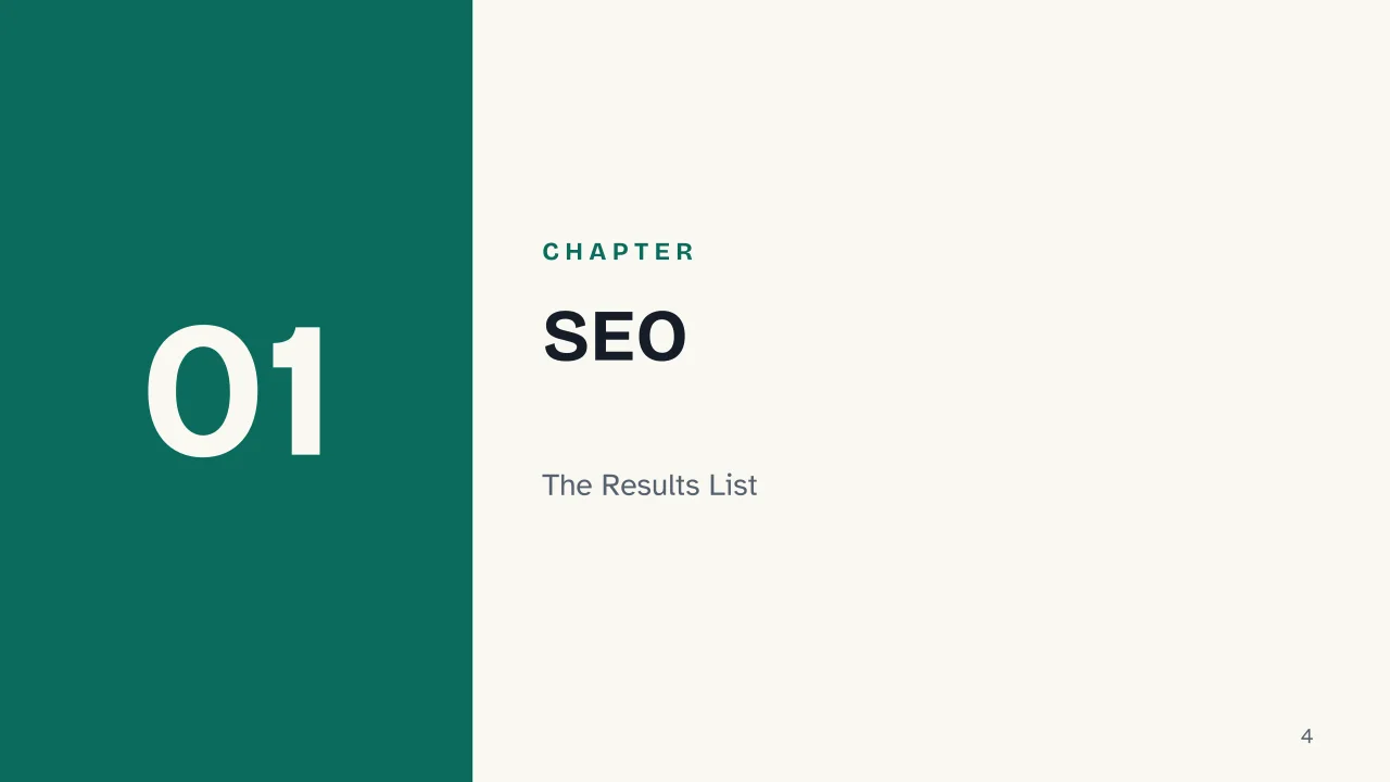 Slide 4 of the presentation on SEO, AEO and GEO: Chapter 01: SEO