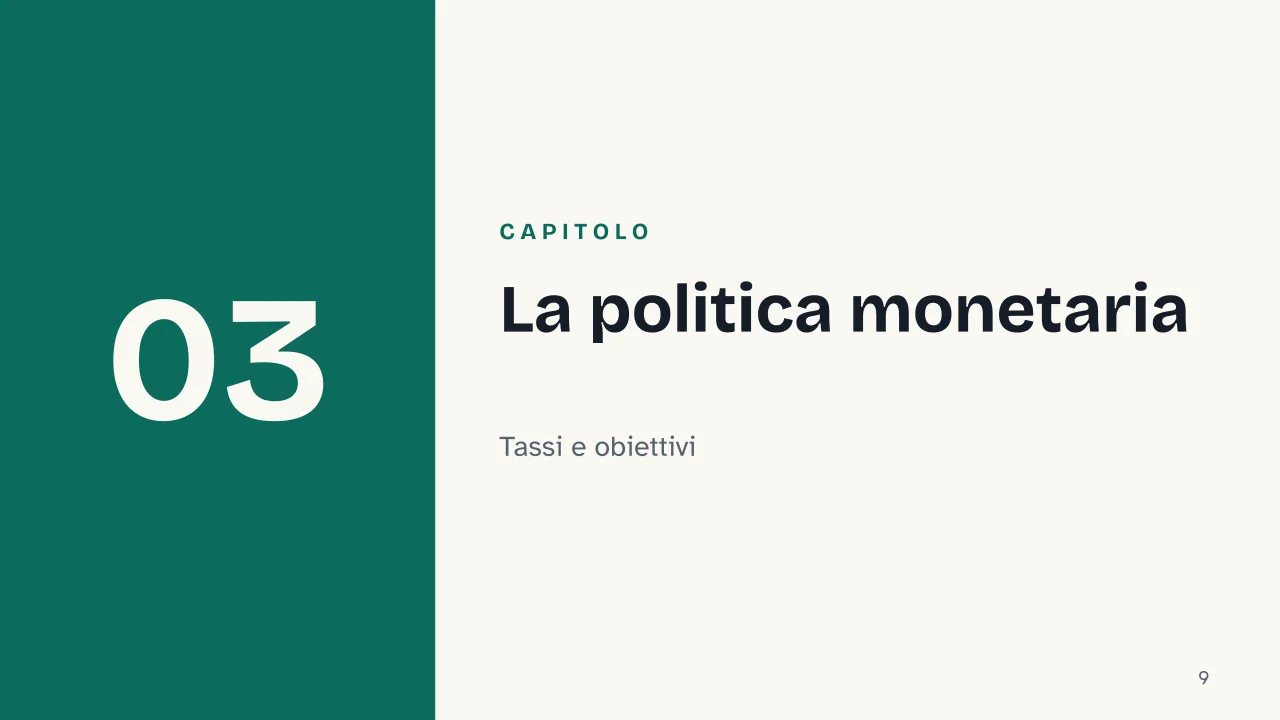 Slide 9 della presentazione su Banca centrale: Capitolo 03: La politica monetaria