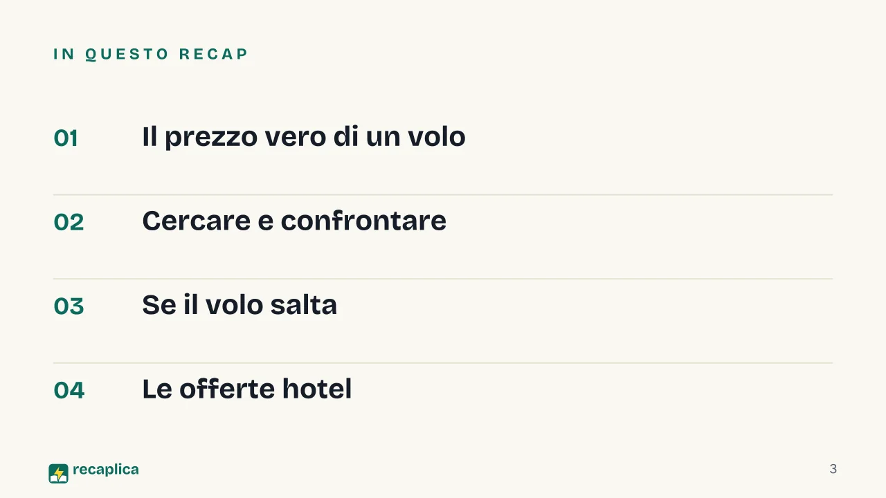 Slide 3 della presentazione su Voli low cost: In questo Recap