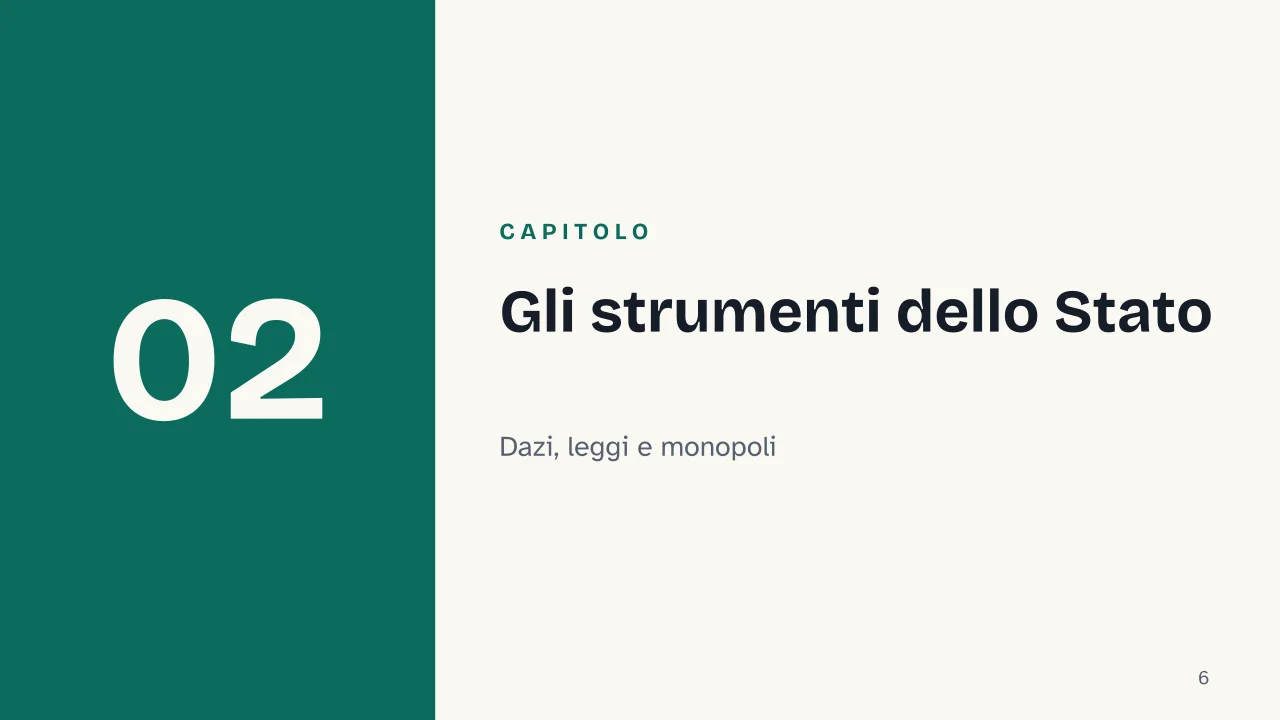 Slide 6 della presentazione su Mercantilismo: Capitolo 02: Gli strumenti dello Stato