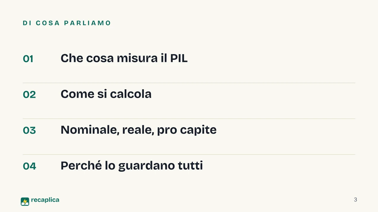 Slide 3 della presentazione su Il PIL: Di cosa parliamo
