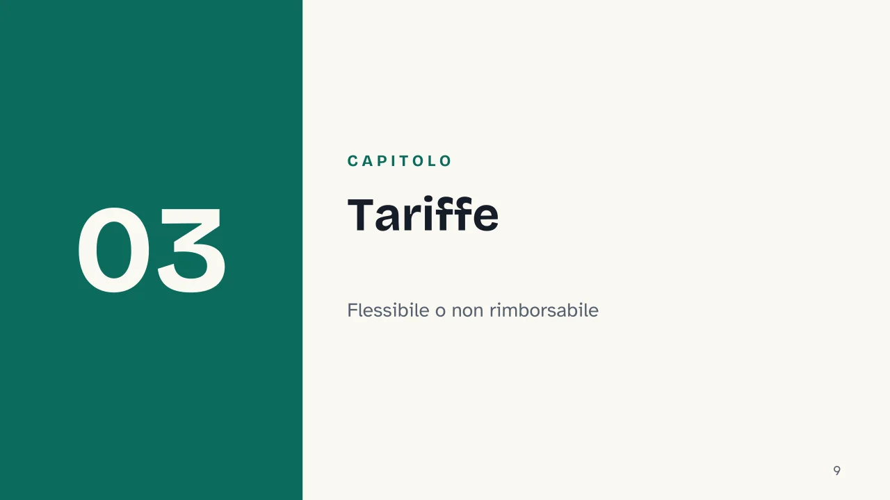 Slide 9 della presentazione su Prenotazione alberghiera: Capitolo 03: Tariffe