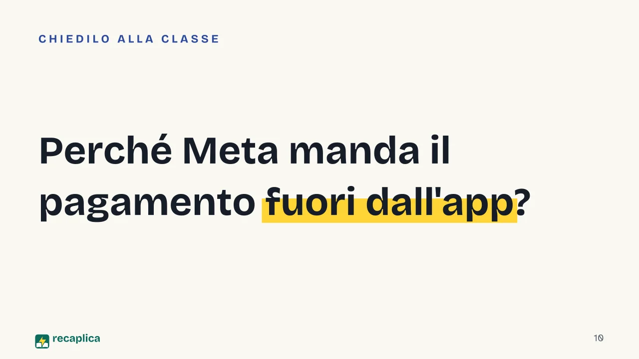Slide 10 della presentazione su Social commerce: Perché Meta manda il pagamento fuori dall'app?