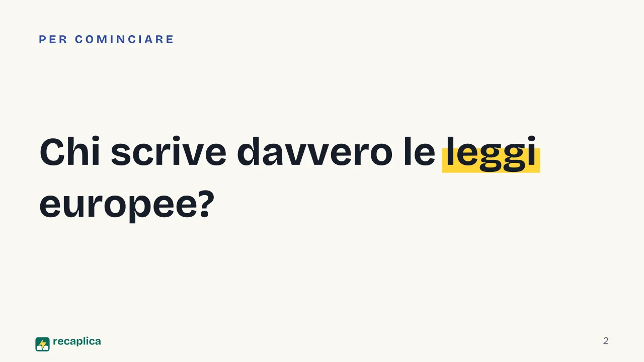Slide 2 della presentazione su Unione Europea: Chi scrive davvero le leggi europee?